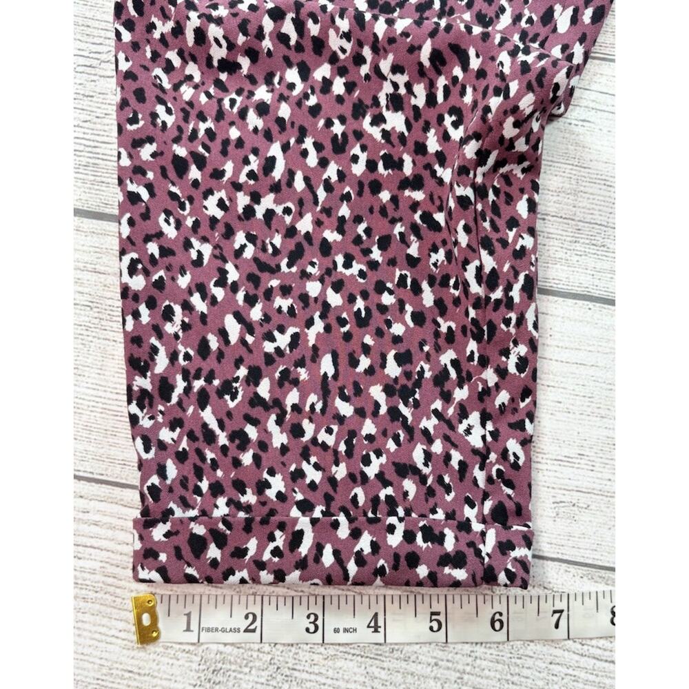 Torrid Pull-On Taper Stretch Crepe High-Rise Tie-Front Pant Leopard Purple 2/2X - Picture 2 of 9